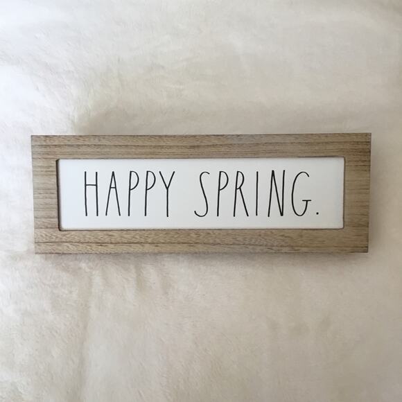 Rae Dunn White "HAPPY SPRING" Wooden Wall Sign - Picture 2 of 12